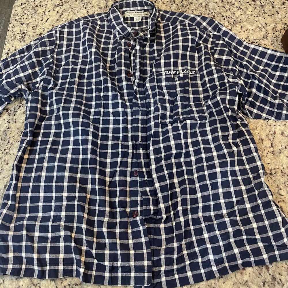 Vintage Pure Playaz Navy Checkered Casual Shirt